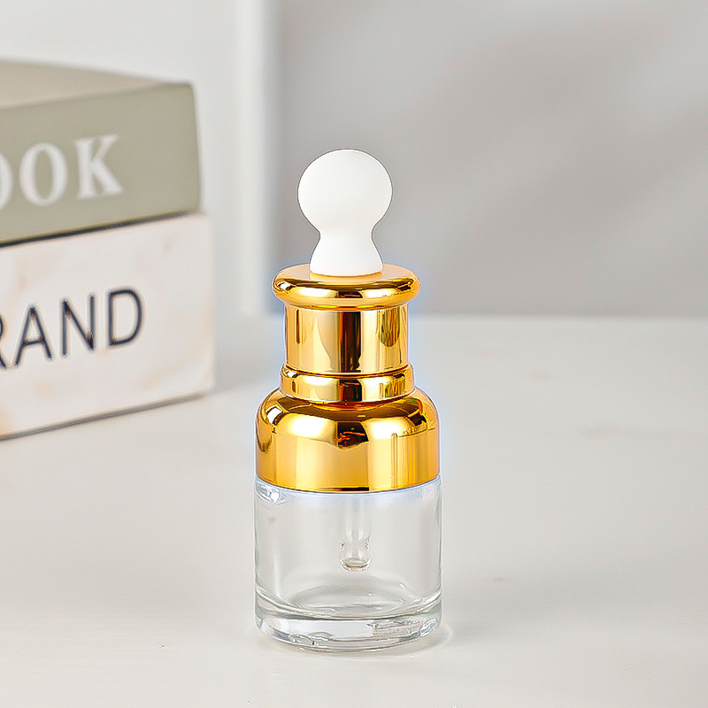 Unique Luxury 20ml 30ml 50ml Clear Glass Dropper Bottle Essential Oil Hair Oil Serum Container Aluminum Cap Minimum Order 100pcs