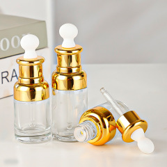 Unique Luxury 20ml 30ml 50ml Clear Glass Dropper Bottle Essential Oil Hair Oil Serum Container Aluminum Cap Minimum Order 100pcs