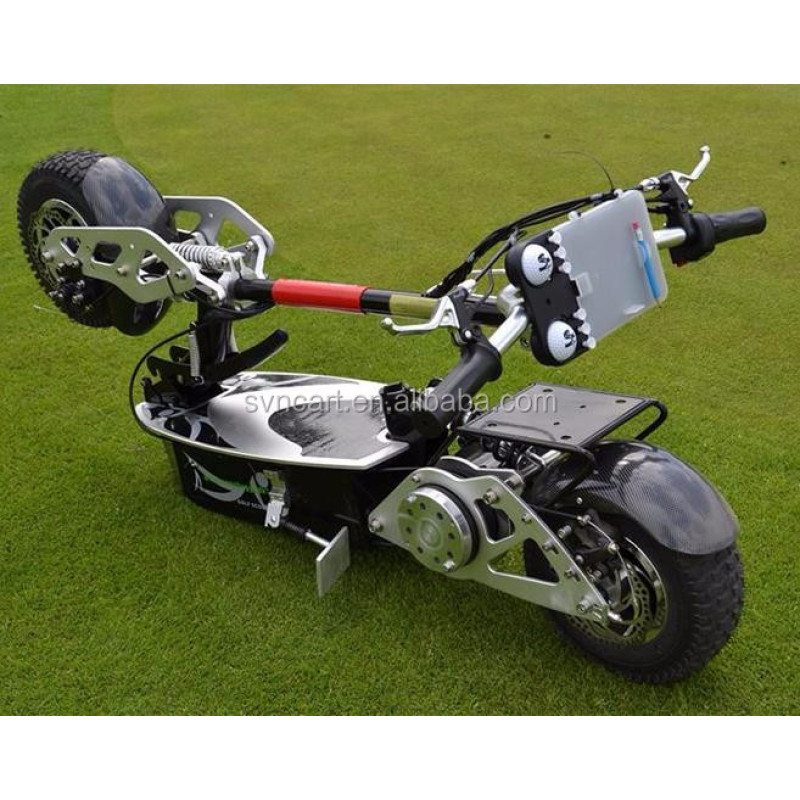 Scooter de golf eléctrico plegable con soportes para bolsas de golf