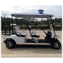 Chariot de golf électrique de patrouille de sécurité adapté aux besoins du client par 4 Seater avec le panier arrière