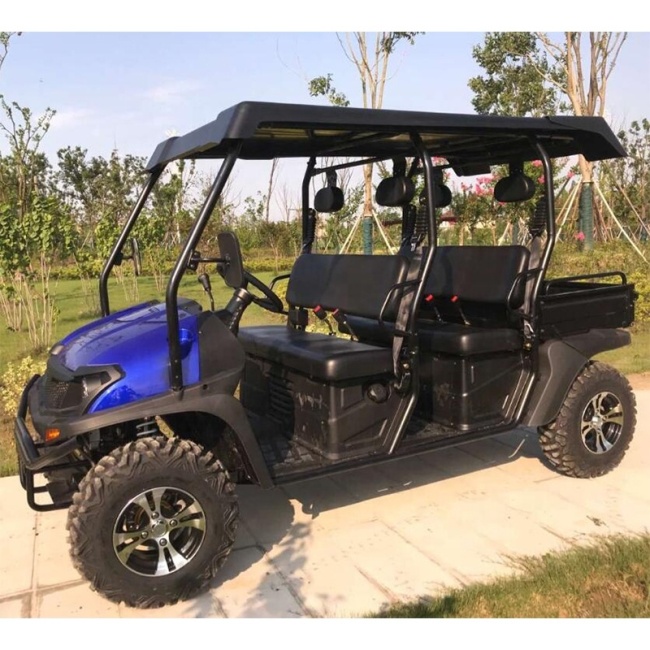 Carrito de golf de 4 plazas, UTV de gas con caja trasera