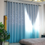 Color Gradually Change Sheer Voile Fabric Curtain, Online Store Laser Hollowing Out Double Layer Window Curtain/