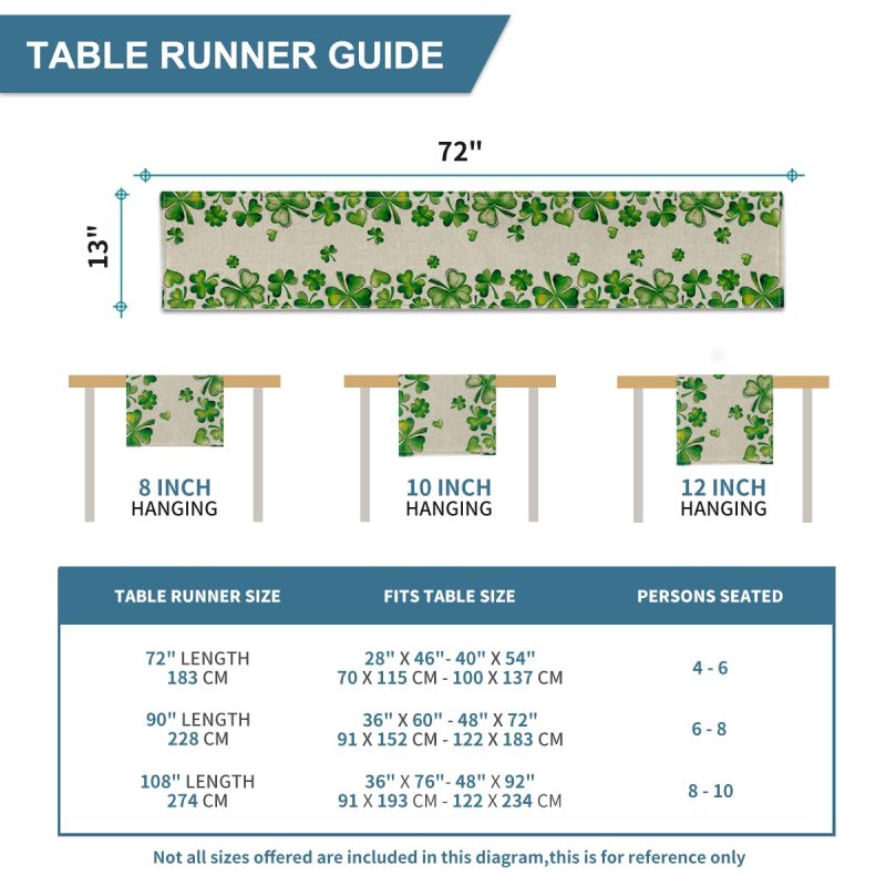 Green Shamrock Bushes St. Patrick's Day Table Runner,Seasonal Spring Holiday Kitchen Dining Table Decoration for Indoor Outdoor#