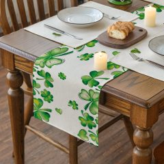 Green Shamrock Bushes St. Patrick's Day Table Runner,Seasonal Spring Holiday Kitchen Dining Table Decoration for Indoor Outdoor#
