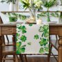 Green Shamrock Bushes St. Patrick's Day Table Runner,Seasonal Spring Holiday Kitchen Dining Table Decoration for Indoor Outdoor#