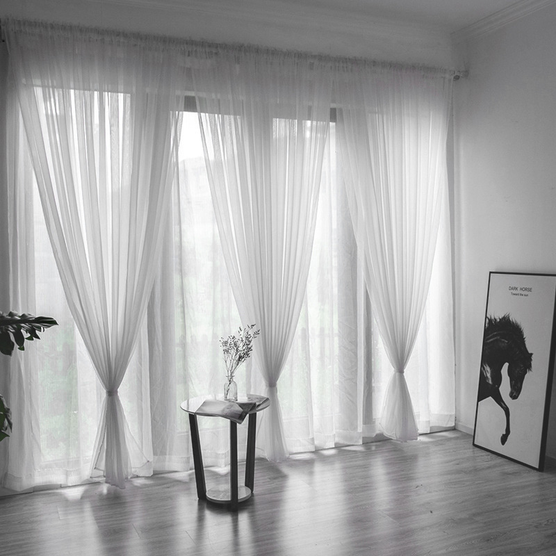 Modern 100% Polyester Livingroom cheap Voile Sheer Window Curtain