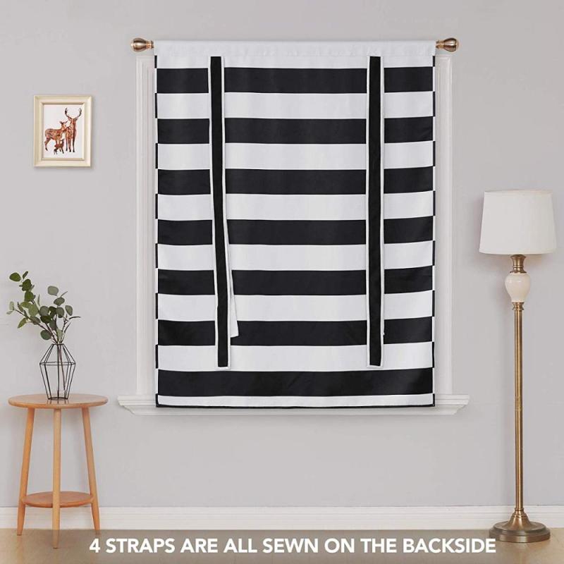 Decoracion para el hogar ready made curtain blackout piece sale, Home decor black white striped door curtains handmade@