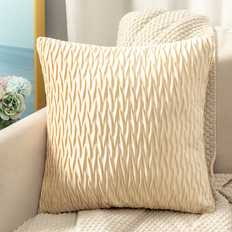 High Quality Velvet Couch Square Pleated Pillow Case Bed Cushion Cover, Home Decor Sofa Car Coffee Bar Wedding Cushion Cover/
