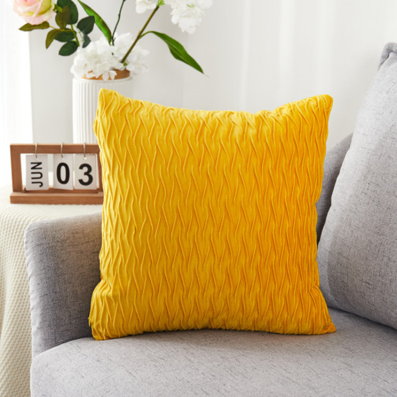 High Quality Velvet Couch Square Pleated Pillow Case Bed Cushion Cover, Home Decor Sofa Car Coffee Bar Wedding Cushion Cover/