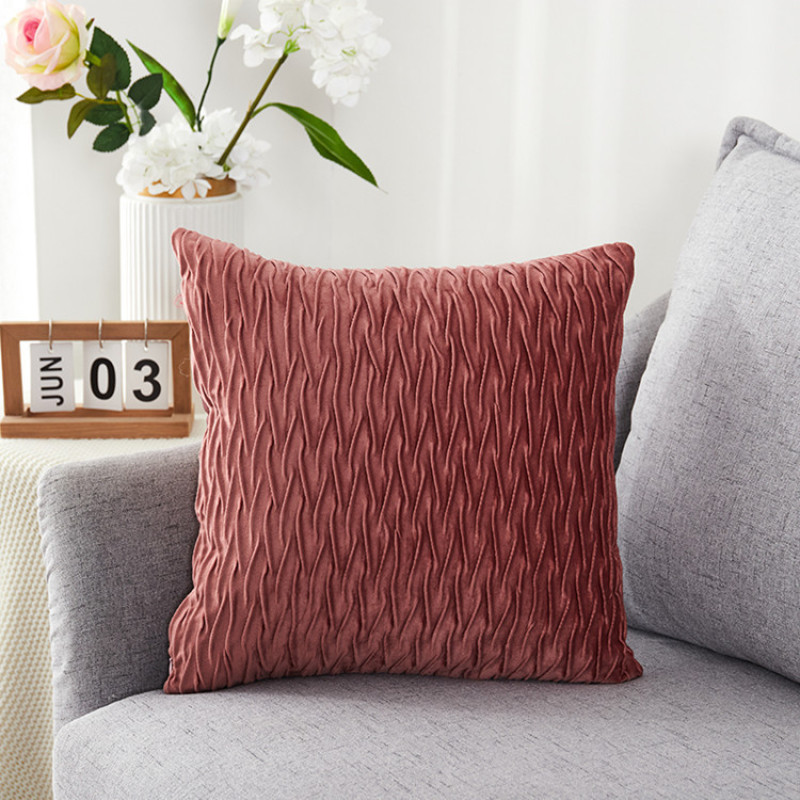 High Quality Velvet Couch Square Pleated Pillow Case Bed Cushion Cover, Home Decor Sofa Car Coffee Bar Wedding Cushion Cover/