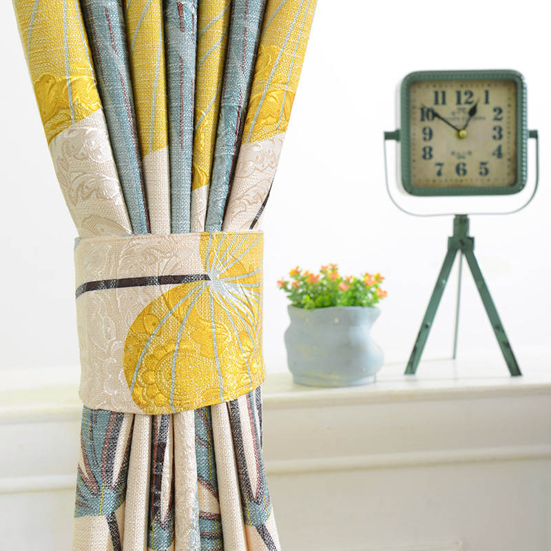 Wholesale American-Style Leaf Chenille Curtain, Finished Living Room Color Leaf Finished Curtain$