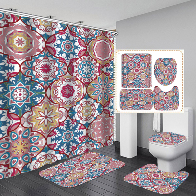 Cheap Creativity Pattern Waterproof Custom Printed Shower Curtain With Hooks Branded Custom Printed 72x72 Shower Curtain Set/