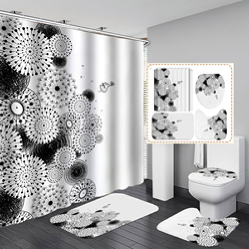 Cheap Creativity Pattern Waterproof Custom Printed Shower Curtain With Hooks Branded Custom Printed 72x72 Shower Curtain Set/