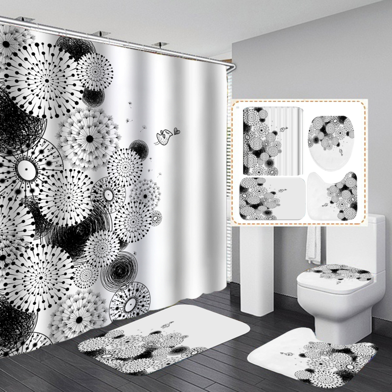Cheap Creativity Pattern Waterproof Custom Printed Shower Curtain With Hooks Branded Custom Printed 72x72 Shower Curtain Set/