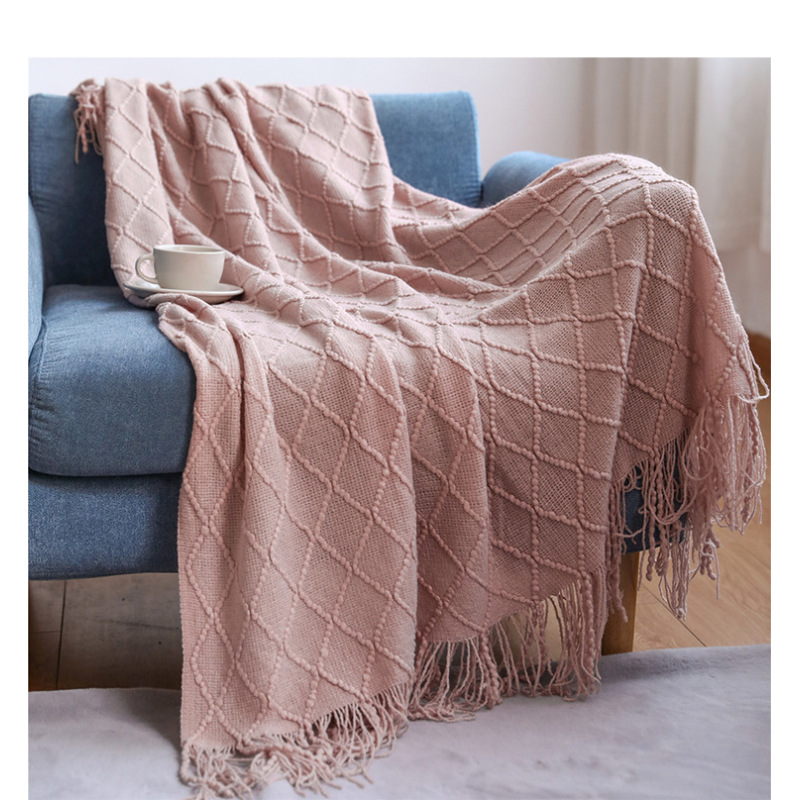 Super Soft Warm Nordic Knitted Throw Blanket, Plaid TV Nap Blankets Towel Bed Plaid Portable Car Travel Cover Blanket/
