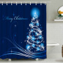 Anti Fungal Christmas Shower Curtain For Bathroom,Fireplace 3D Bath Curtain#