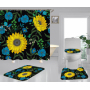 Hign Quality Sunflower Polyester Fabric Home Decor Waterproof Shower Curtain, Digital Print Floral Spring Plant Curtain Set/