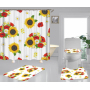 Hign Quality Sunflower Polyester Fabric Home Decor Waterproof Shower Curtain, Digital Print Floral Spring Plant Curtain Set/