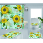 Hign Quality Sunflower Polyester Fabric Home Decor Waterproof Shower Curtain, Digital Print Floral Spring Plant Curtain Set/