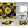 Hign Quality Sunflower Polyester Fabric Home Decor Waterproof Shower Curtain, Digital Print Floral Spring Plant Curtain Set/