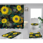Hign Quality Sunflower Polyester Fabric Home Decor Waterproof Shower Curtain, Digital Print Floral Spring Plant Curtain Set/
