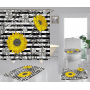 Hign Quality Sunflower Polyester Fabric Home Decor Waterproof Shower Curtain, Digital Print Floral Spring Plant Curtain Set/