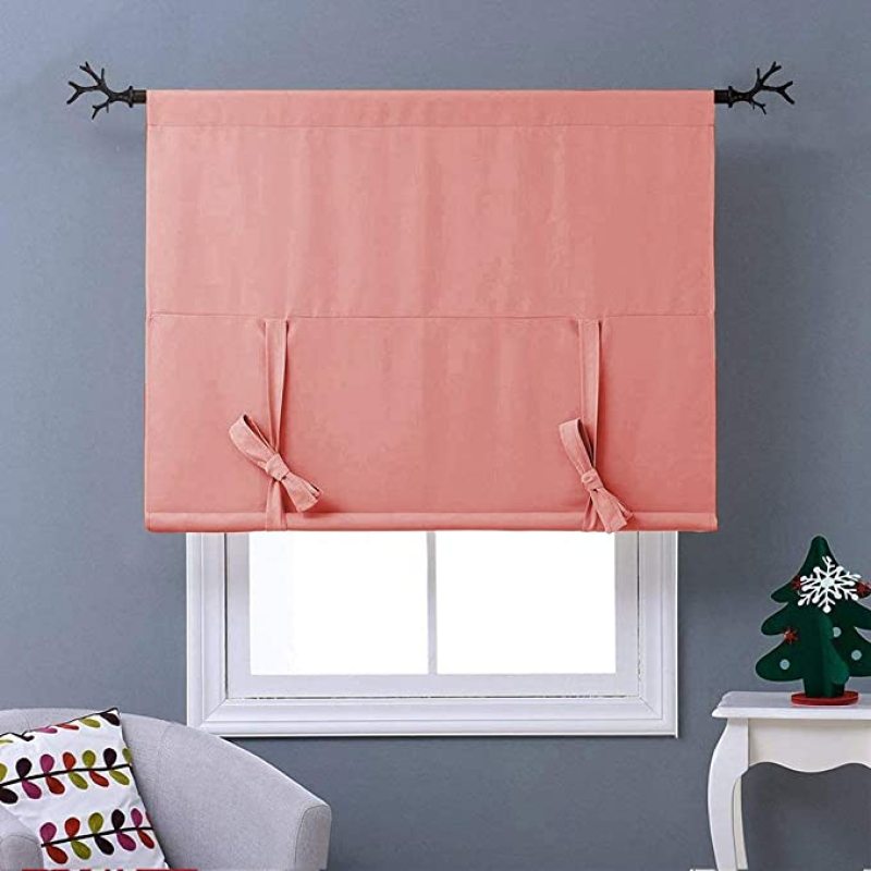 Wholesale Tie Up Window Covering 100% Polyester Blackout Kitchen Curtain, Cheap Rod Pocket Panel Kitchen Curtain/