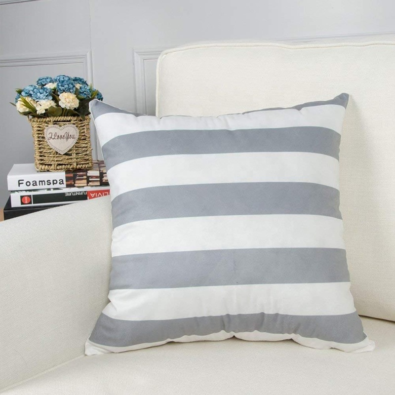 New design wholesale custom canvas grey square decorative geometric cushion cover