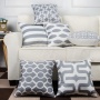 New design wholesale custom canvas grey square decorative geometric cushion cover
