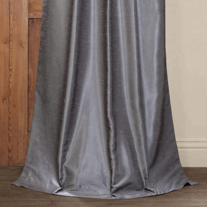 100% polyester faux silk deluxe grey deluxe fiber optic curtain material fabric