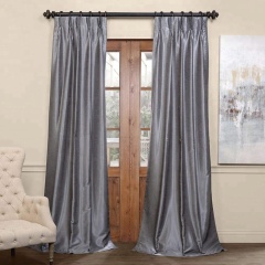 100% polyester faux silk deluxe grey deluxe fiber optic curtain material fabric
