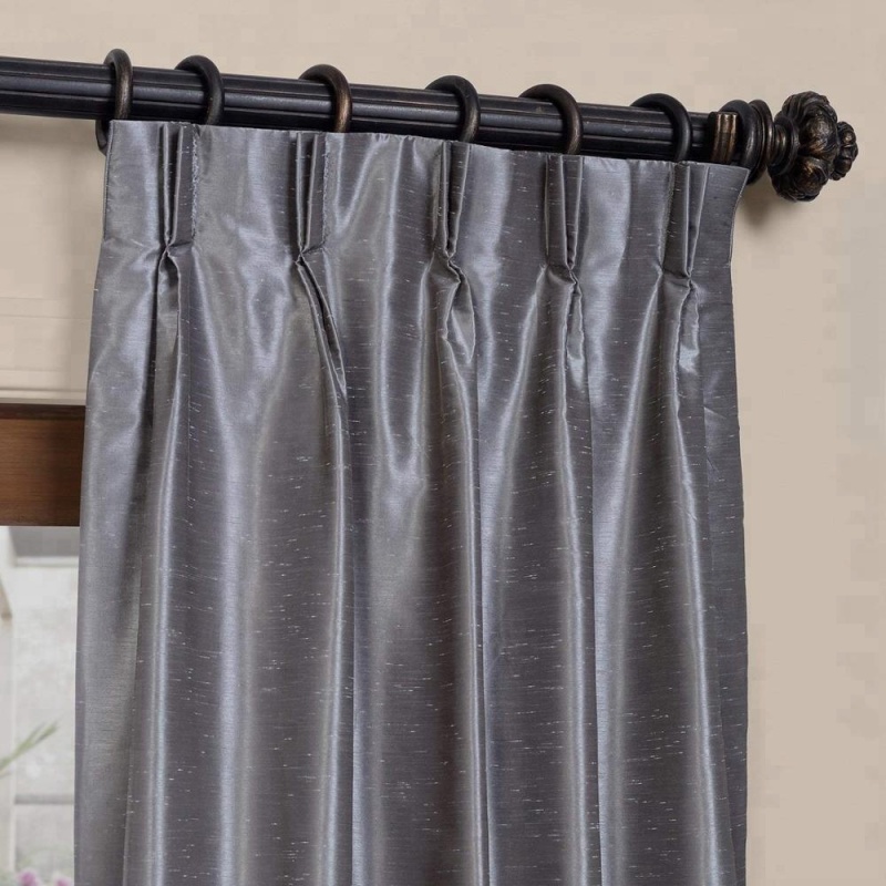 100% polyester faux silk deluxe grey deluxe fiber optic curtain material fabric