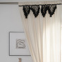 High Quality Cotton BOHO Built-in Grommets Top Rod Pocket Hooks Blackout Woven Tassel Bay Window curtains with Hooks