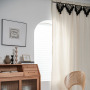 High Quality Cotton BOHO Built-in Grommets Top Rod Pocket Hooks Blackout Woven Tassel Bay Window curtains with Hooks