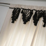 High Quality Cotton BOHO Built-in Grommets Top Rod Pocket Hooks Blackout Woven Tassel Bay Window curtains with Hooks