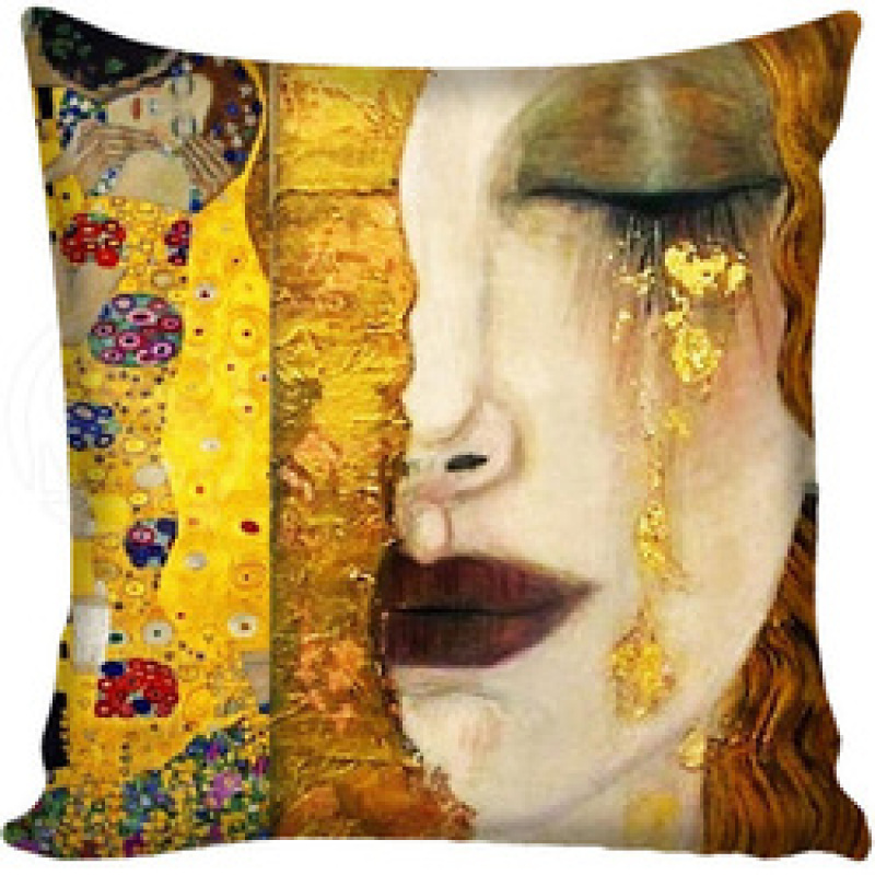 Girl Gold Tears Cushion Covers Gold Luxury African Oil Painting Throw Pillow Covers Gustav Klimt Art New Pillow Cover/