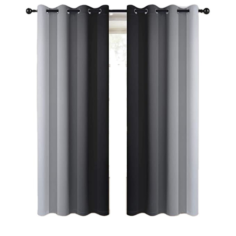 Custom Symmetrical Coral Ombre Curtains Light Blocking Gradient Color Window Curtain, Polyester Grommet Blackout Curtain/