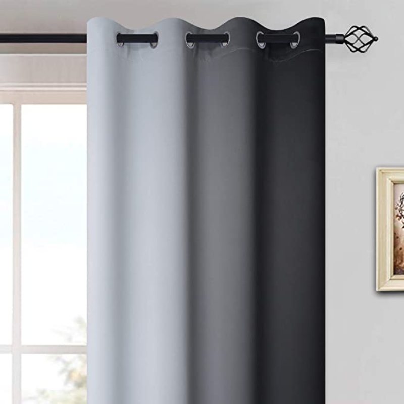 Custom Symmetrical Coral Ombre Curtains Light Blocking Gradient Color Window Curtain, Polyester Grommet Blackout Curtain/