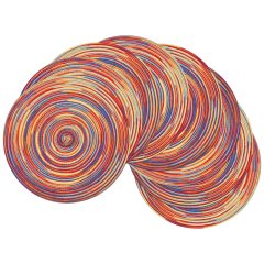 Round Braided Placemats Set of 6 Table Mats, Colorful Place Mats for Dining Tables Holiday Party Decor#