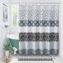 Custom Boho Waffle Printed Bathroom Curtain , Wholesale Shower Curtains With Tassel$