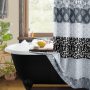 Custom Boho Waffle Printed Bathroom Curtain , Wholesale Shower Curtains With Tassel$