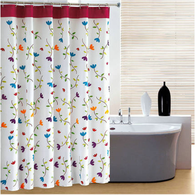 Bathroom Shower Curtain Waterproof Mildew Flower, Polyester Thick Bathroom Shower Curtain/