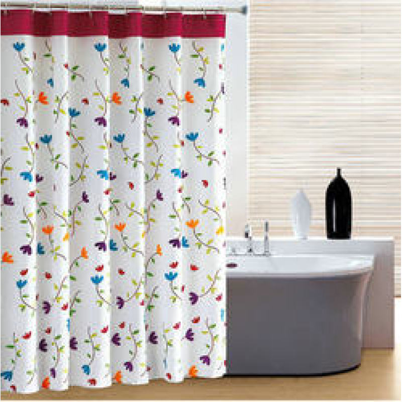 Bathroom Shower Curtain Waterproof Mildew Flower, Polyester Thick Bathroom Shower Curtain/