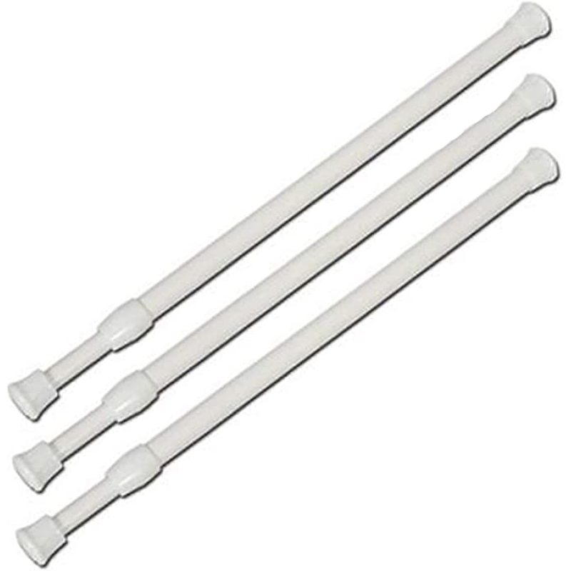 3 Pieces Set White Adjustable Tension Curtain Rod, Telescopic Expandable Pressure Loaded Curtain Tension Rods#