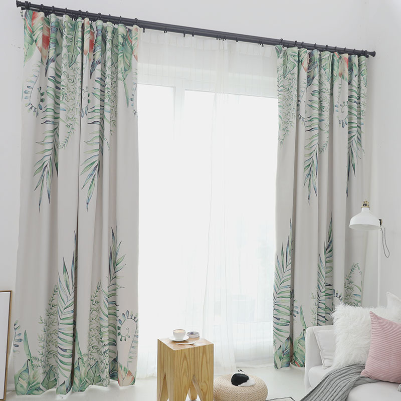 Online Store Blackout Curtains Printed Leaves,Decorativas Living Room Sets Curtains#