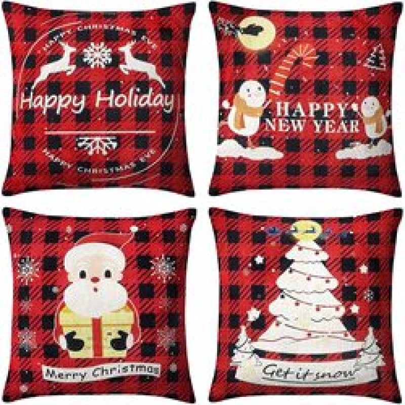 Christmas Decorative Couch Pillow Cases Cotton Linen Pillowcases Best Throw Pillow Covers /