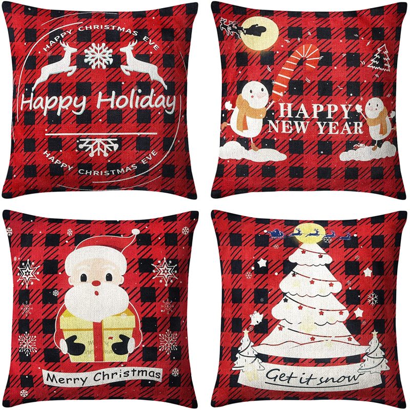 Christmas Decorative Couch Pillow Cases Cotton Linen Pillowcases Best Throw Pillow Covers /