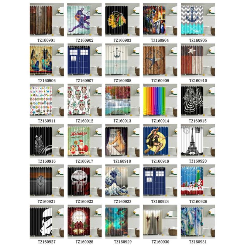 Rideaux de douche en gros résistants à la moisissure avec crochets, nouvelles idées de produits 2019 ensemble de salle de bain imprimé feuille avec rideaux de douche/