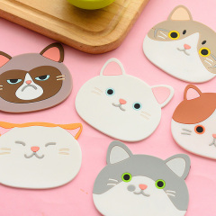 Wholesale Silicone Cat Coasters Cat Bowls Silicone Mats Cute Cartoon Cat Cup Cups Rubber Mat for Wine Glass Tea Drinks Beer Home