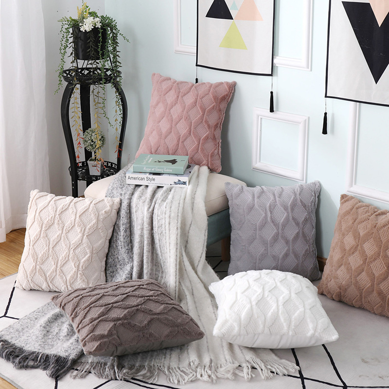 Nordic Home Decor Geometric Housse De Coussin 45*45 Decorative Pillows Cushion Cover Plush Pillow Cover for Sofa Living Room